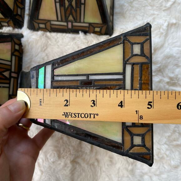 Tiffany Style Stained Glass Pendant Lamp Shades Set of 4 Square Iridescent 5" - Picture 11 of 16